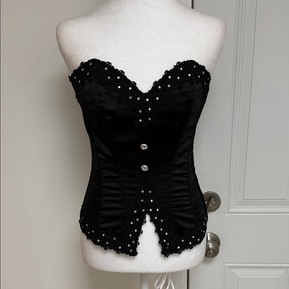 Shirley of Hollywood Black Strapless vintage Corset Top 32
